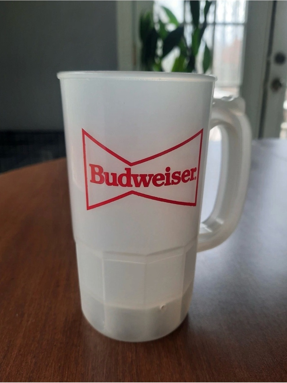 Vinted Budweiser White Plastic Mug with Red Logo